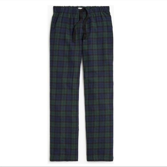 NWT J. Crew Factory Yarn Dyed Flannel Pajama in Green Blue Plaid - Picture 2 of 8